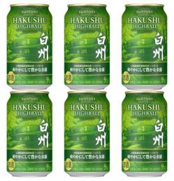 【큐익스프레스, 송료포함】 산토리 하쿠슈 하이볼 (산뜻하고 풍부한여운) 350ml x 6캔